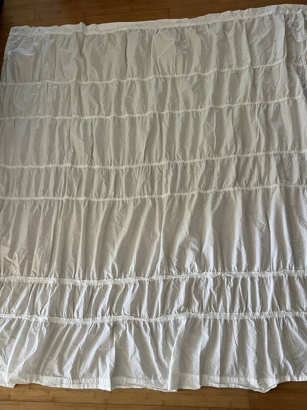 UO Home Waterfall Ruffle 100% Cotton Voile Shower Curtain White Boho